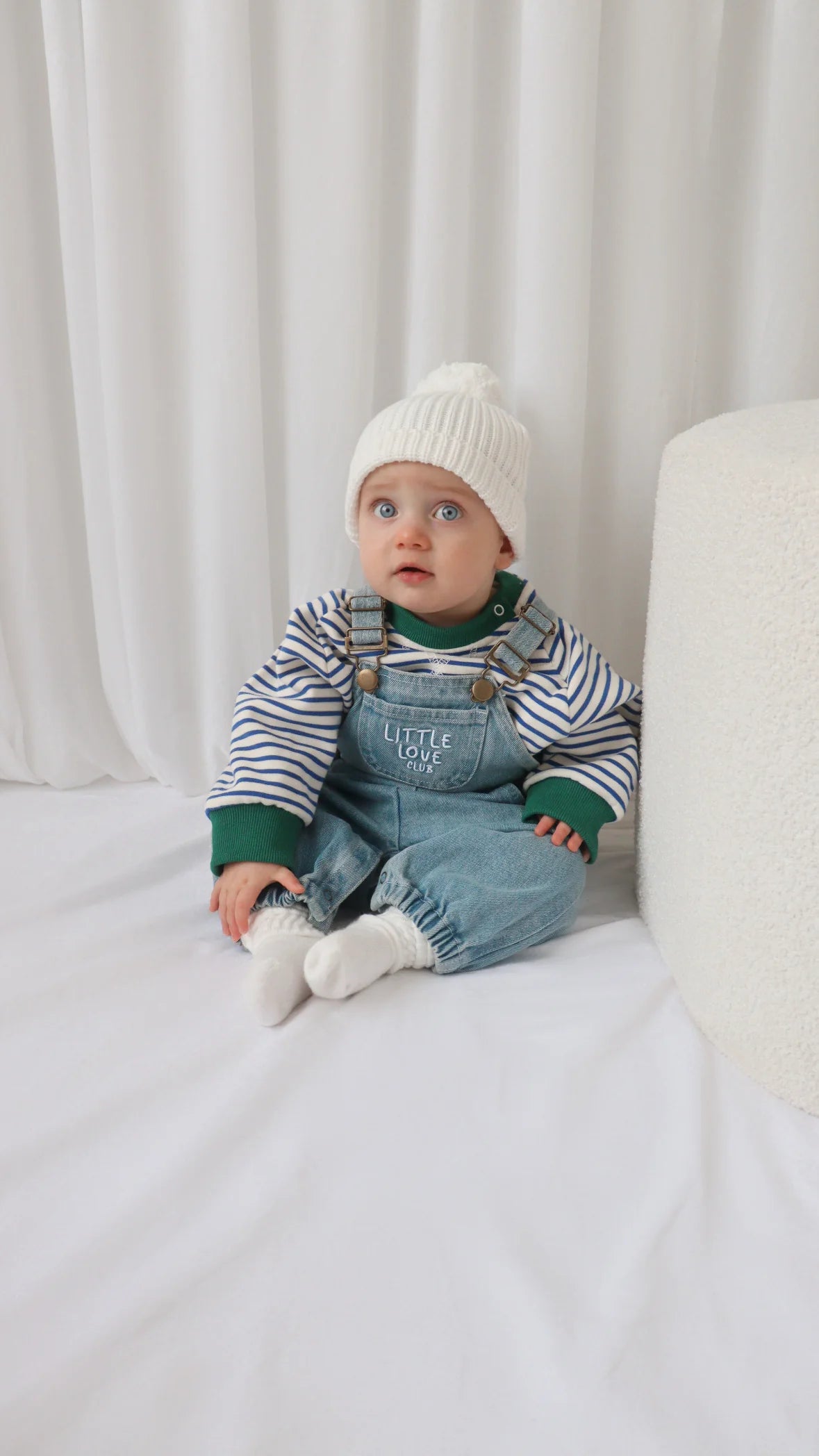 'Little Love Club' Vintage Blue Denim Overalls