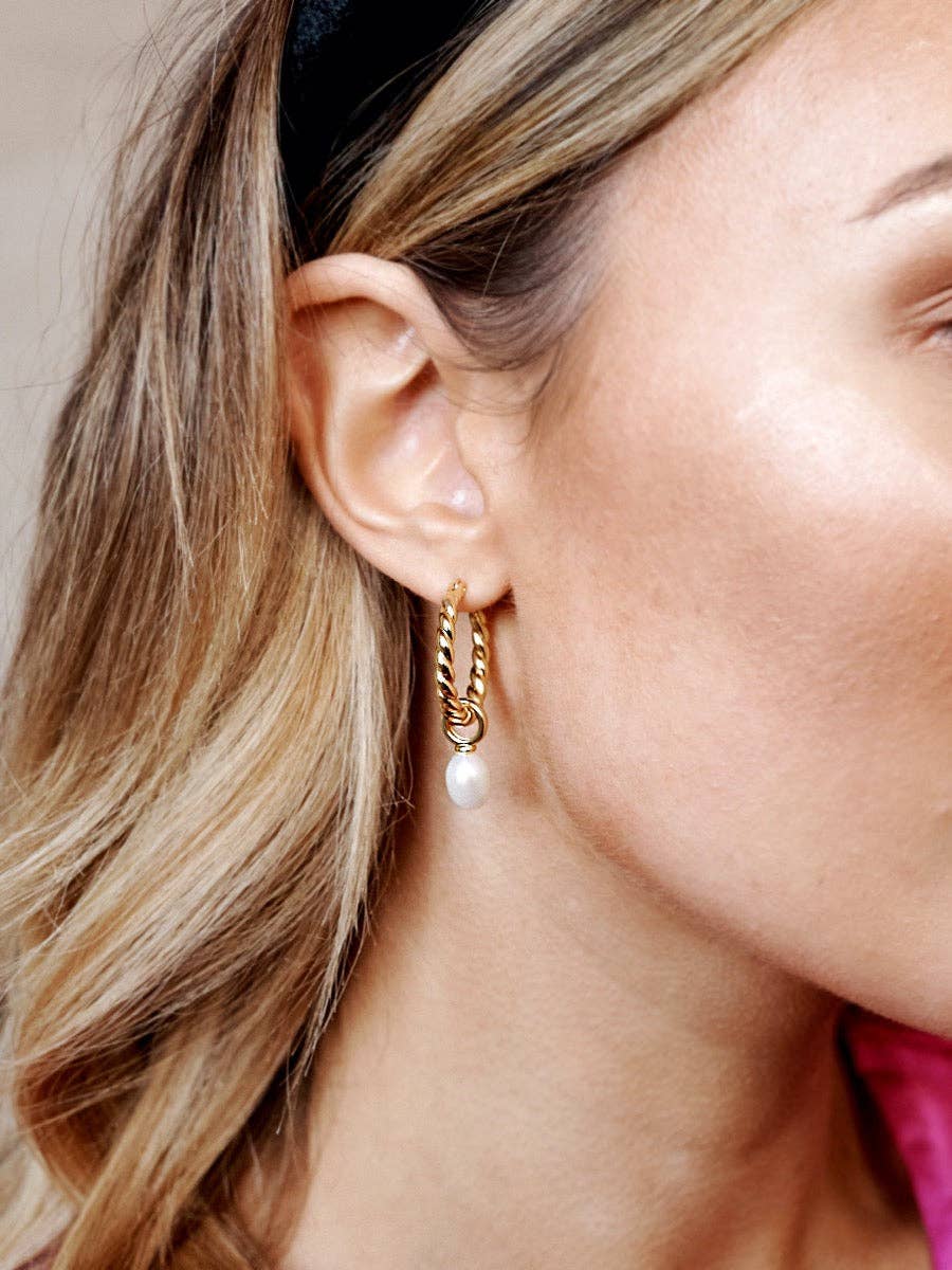 Twist Pearl Drop 18K Gold Plated Earrings