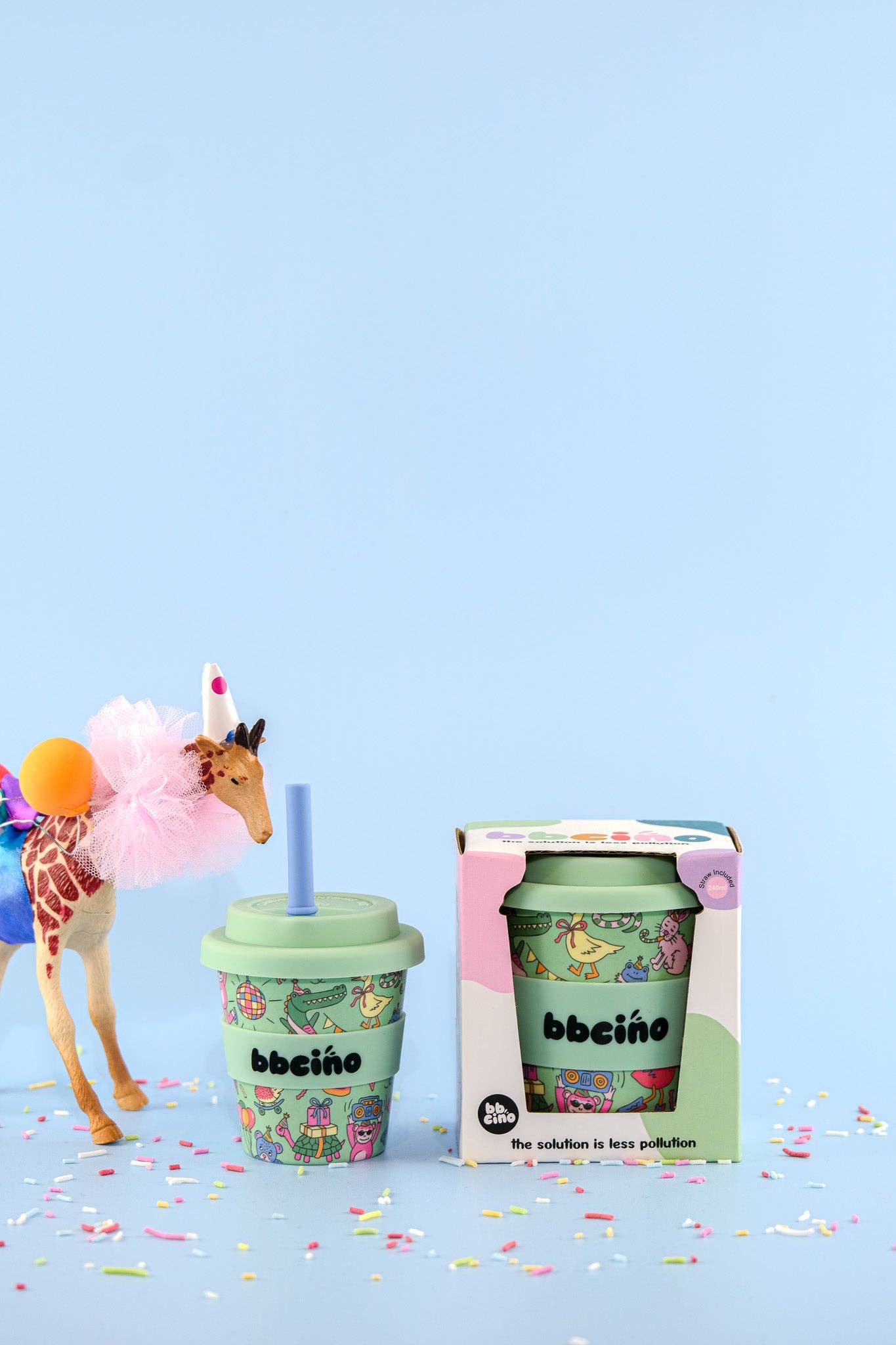 Party Animal in Green Babycino Cup - 120ml (STRAW INCLUDED)