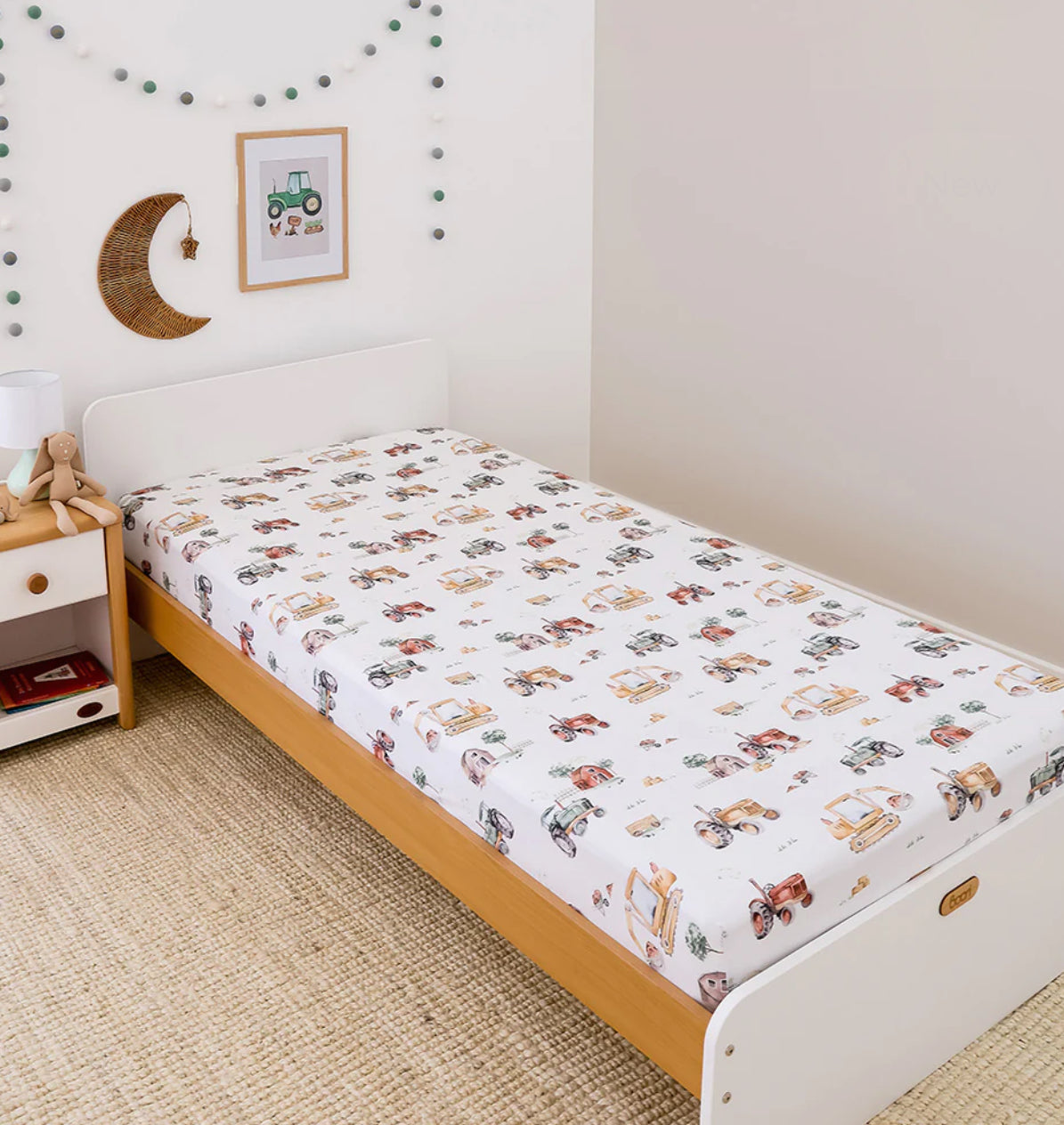 Diggers & Tractors Organic Cotton Fitted Sheet - Single