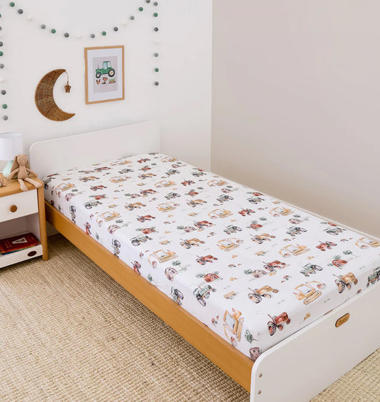 Diggers & Tractors Organic Cotton Fitted Sheet - Single