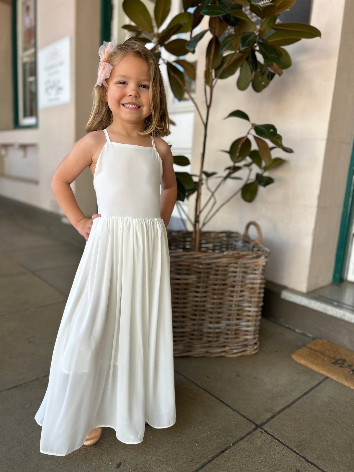 Sophia Chiffon Flower Girl Graduation Dress White