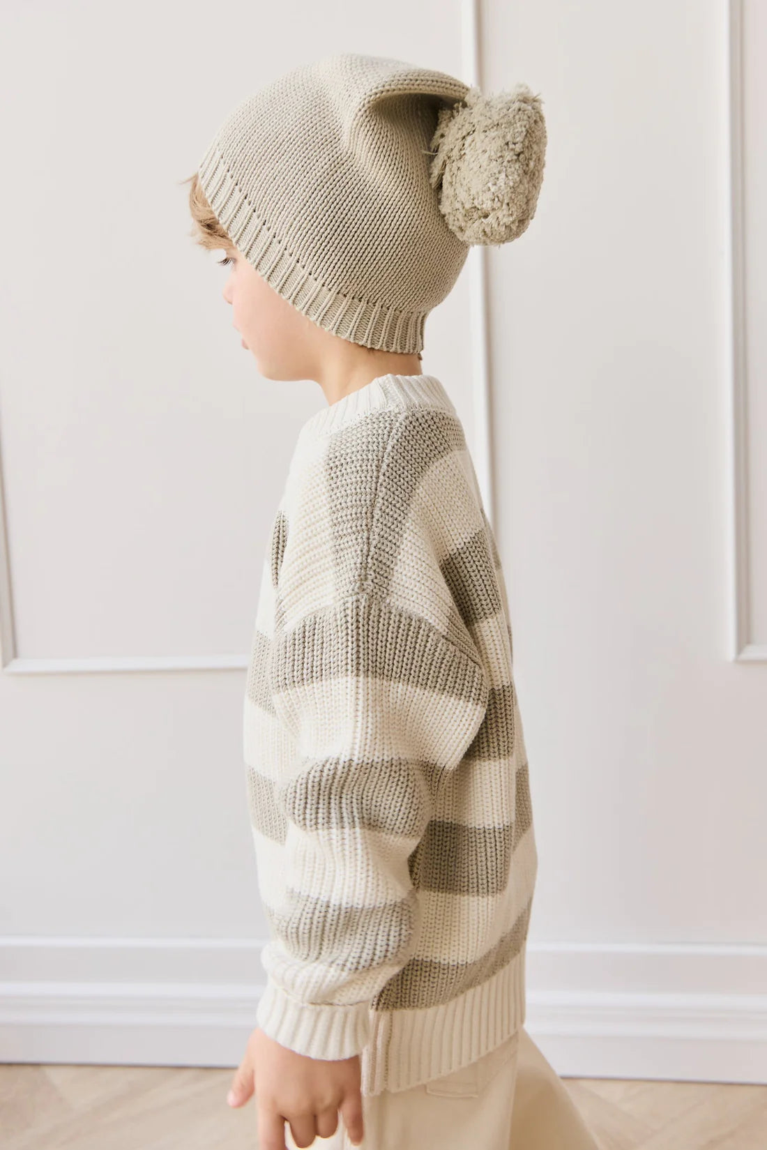 Johan Knit Jumper - Wide Knit Stripe Cloud/Raindance
