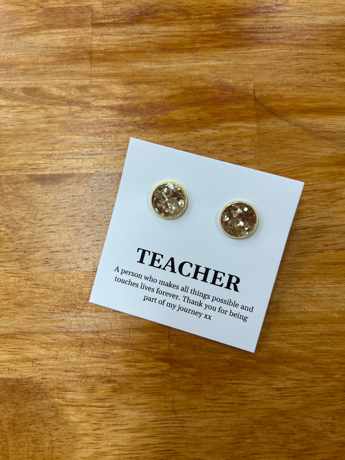 Teacher Earrings - Gold Glitter