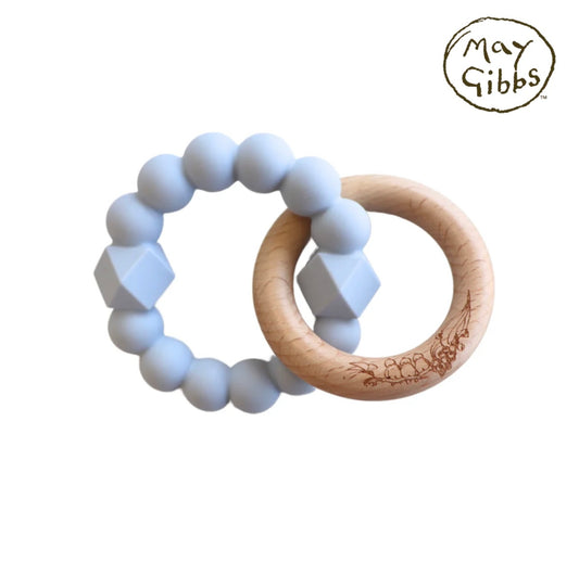 May Gibbs Moon Teether | Soft Blue