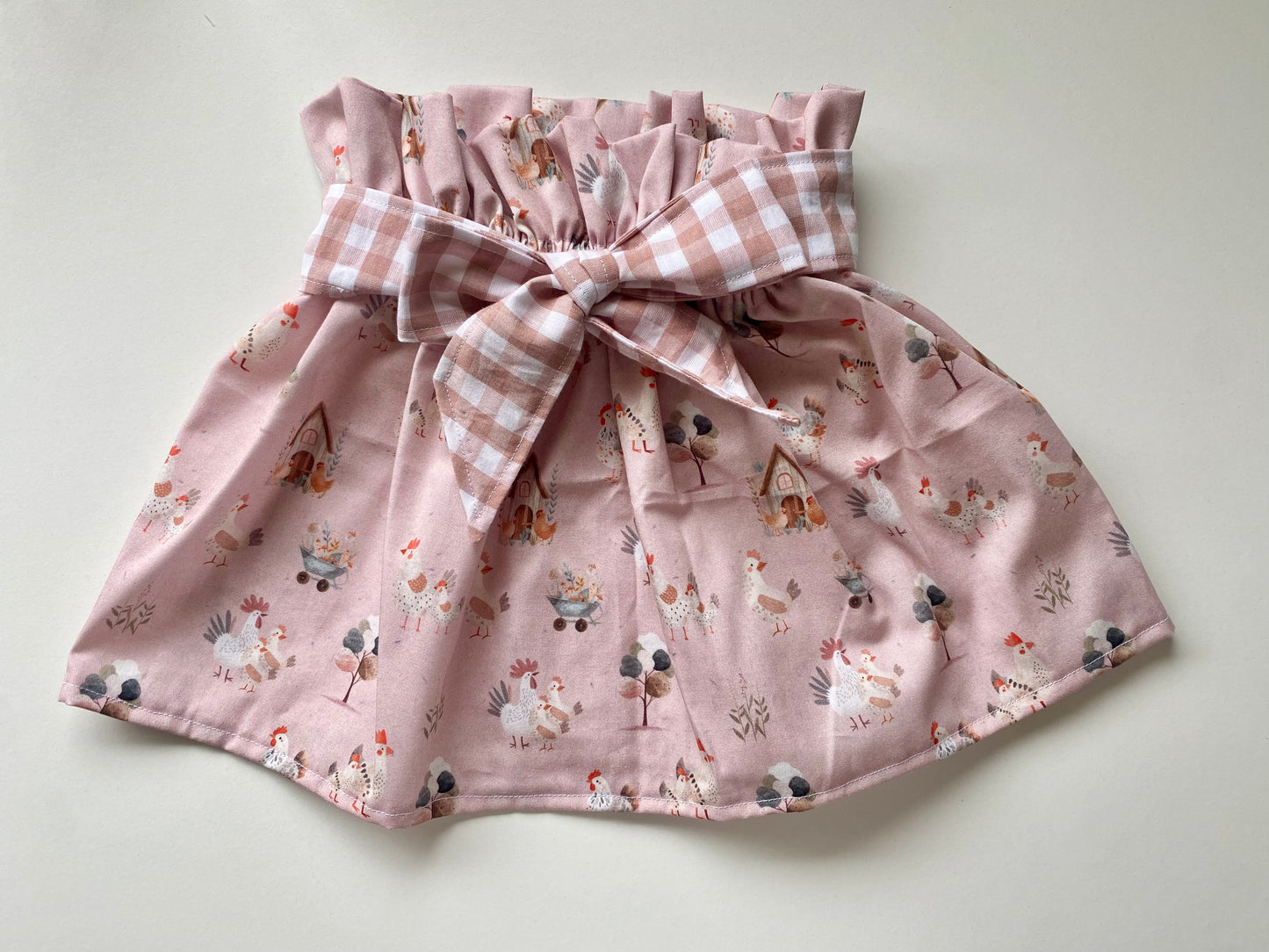 Paperbag Skirt With Bow Sash - Chickens