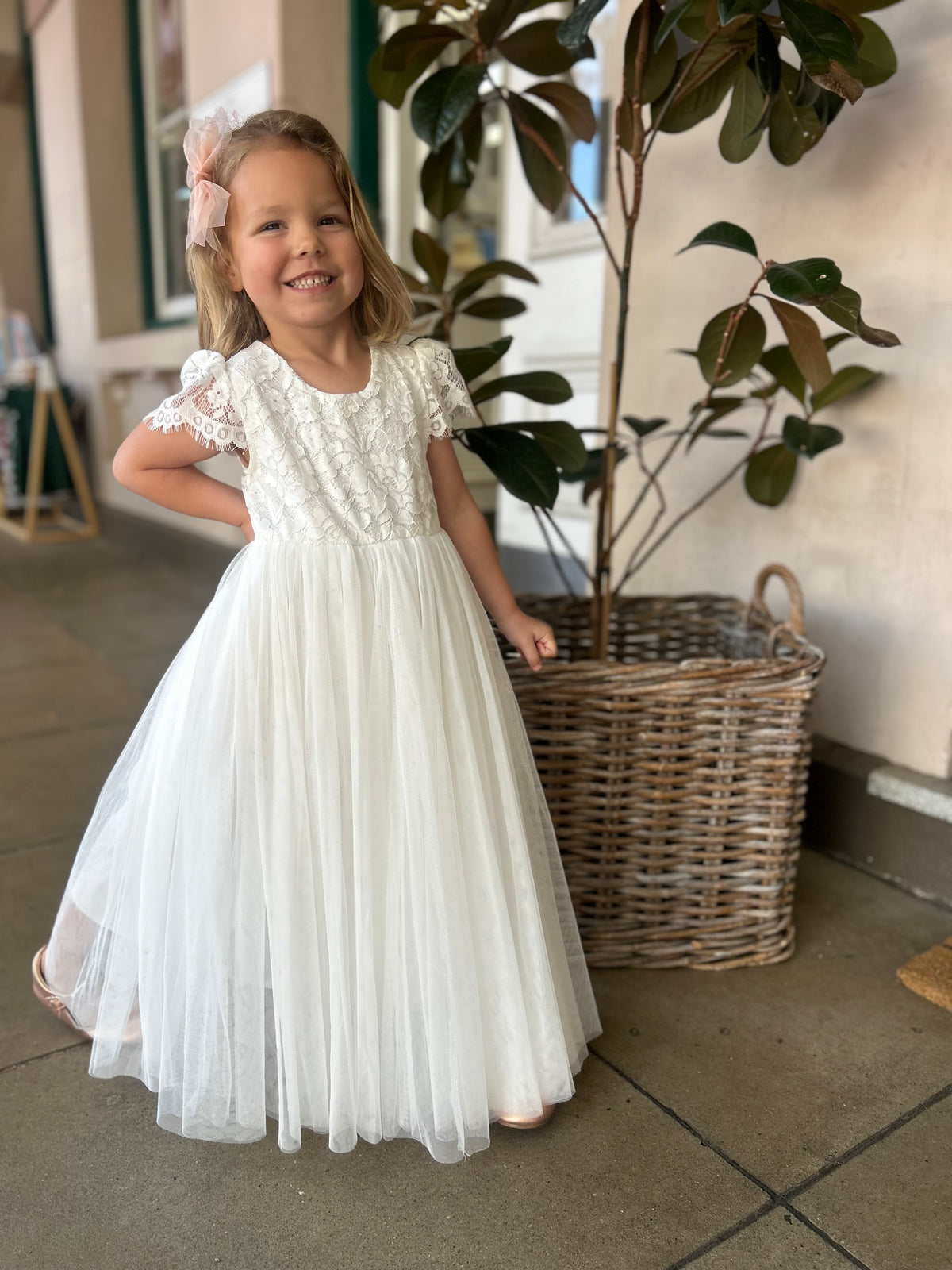 Serenade White Lace Flower Girl Dress
