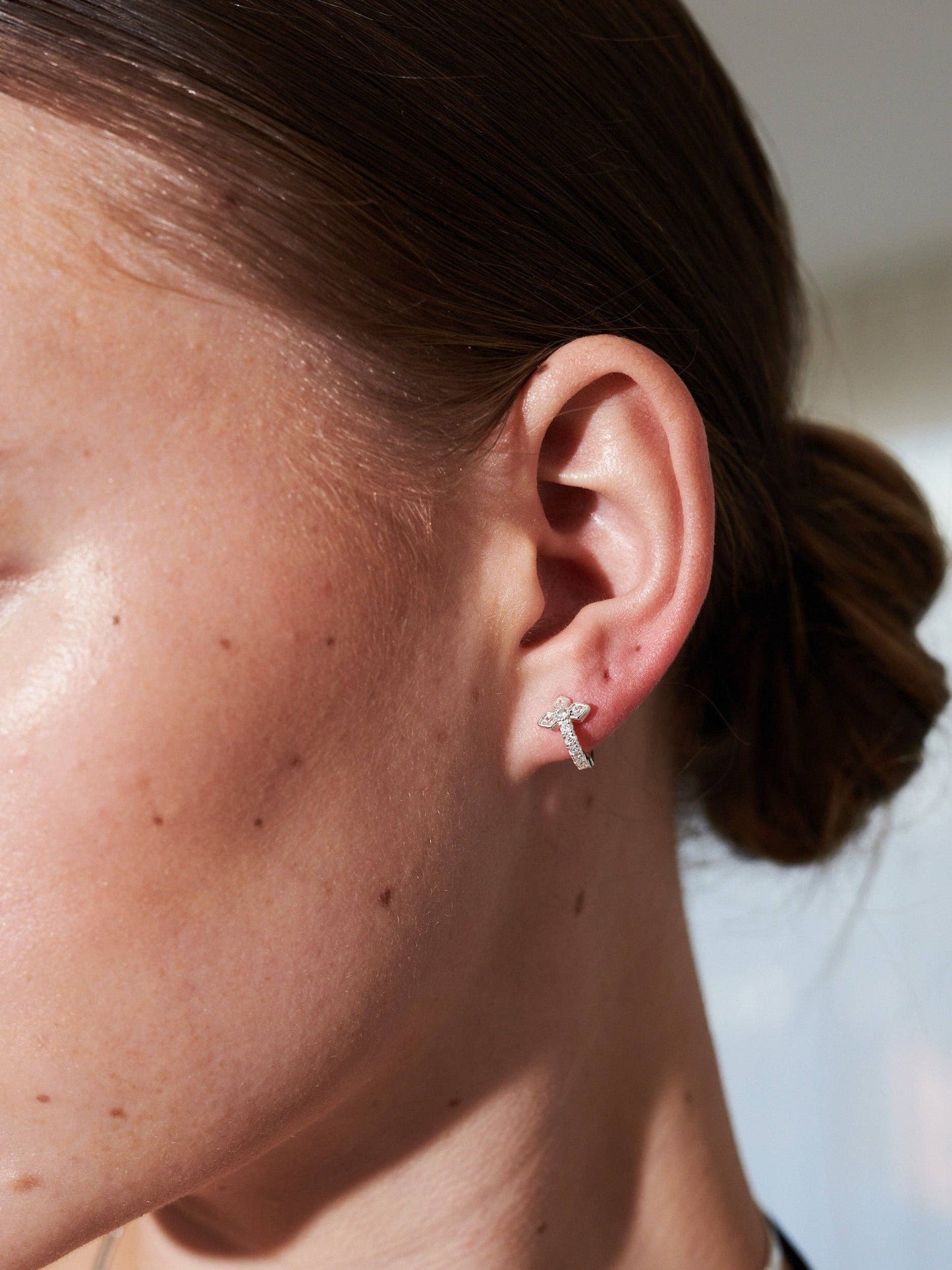 Petit Diamanté Sterling Silver Plated Huggies