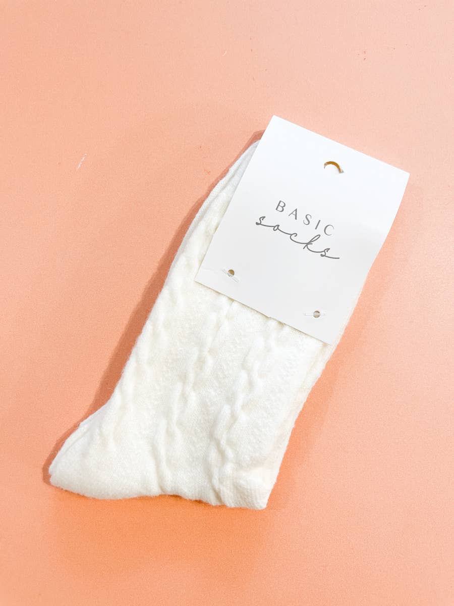 Winter Cable Woolen Crew Socks