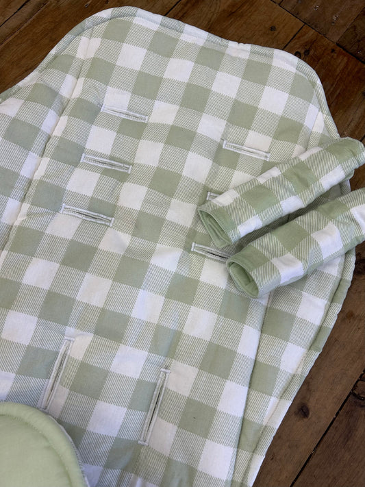 Universal Pram Liner - Green Gingham