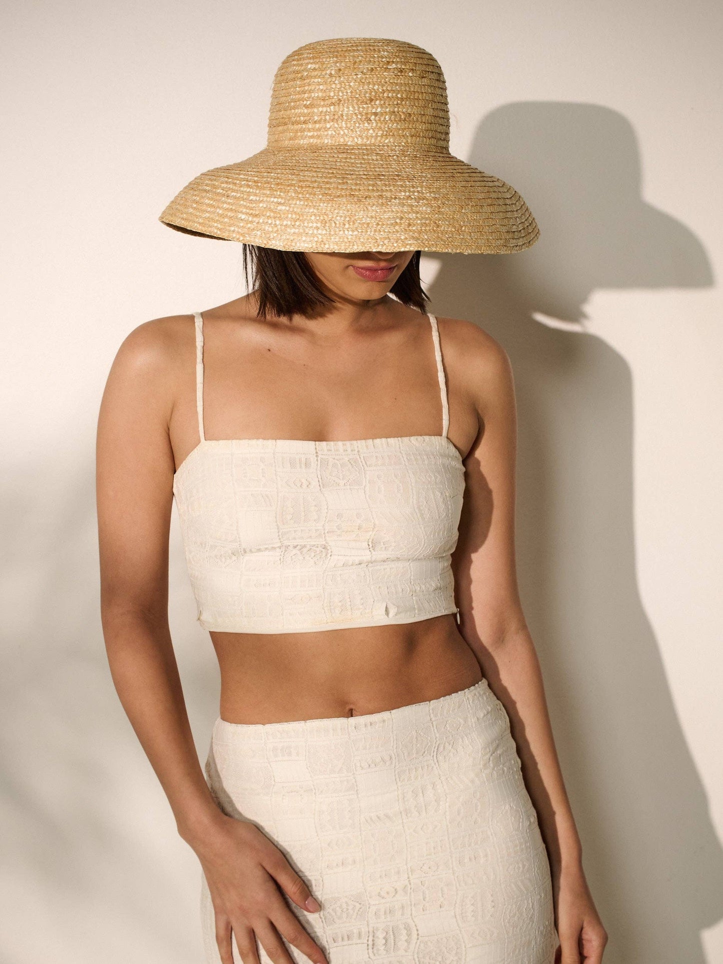 Wide Brim Straw Bucket Hat