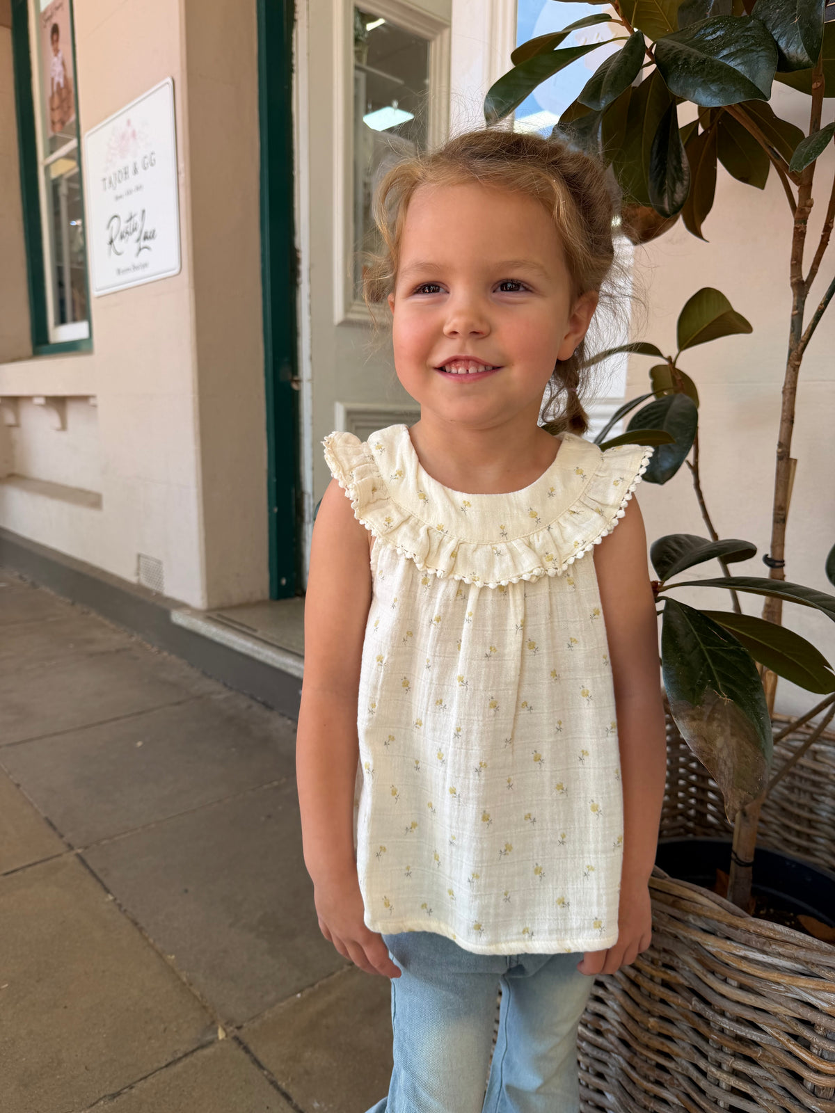 Organic Cotton Muslin Annalise Top - Vintage Ditsy