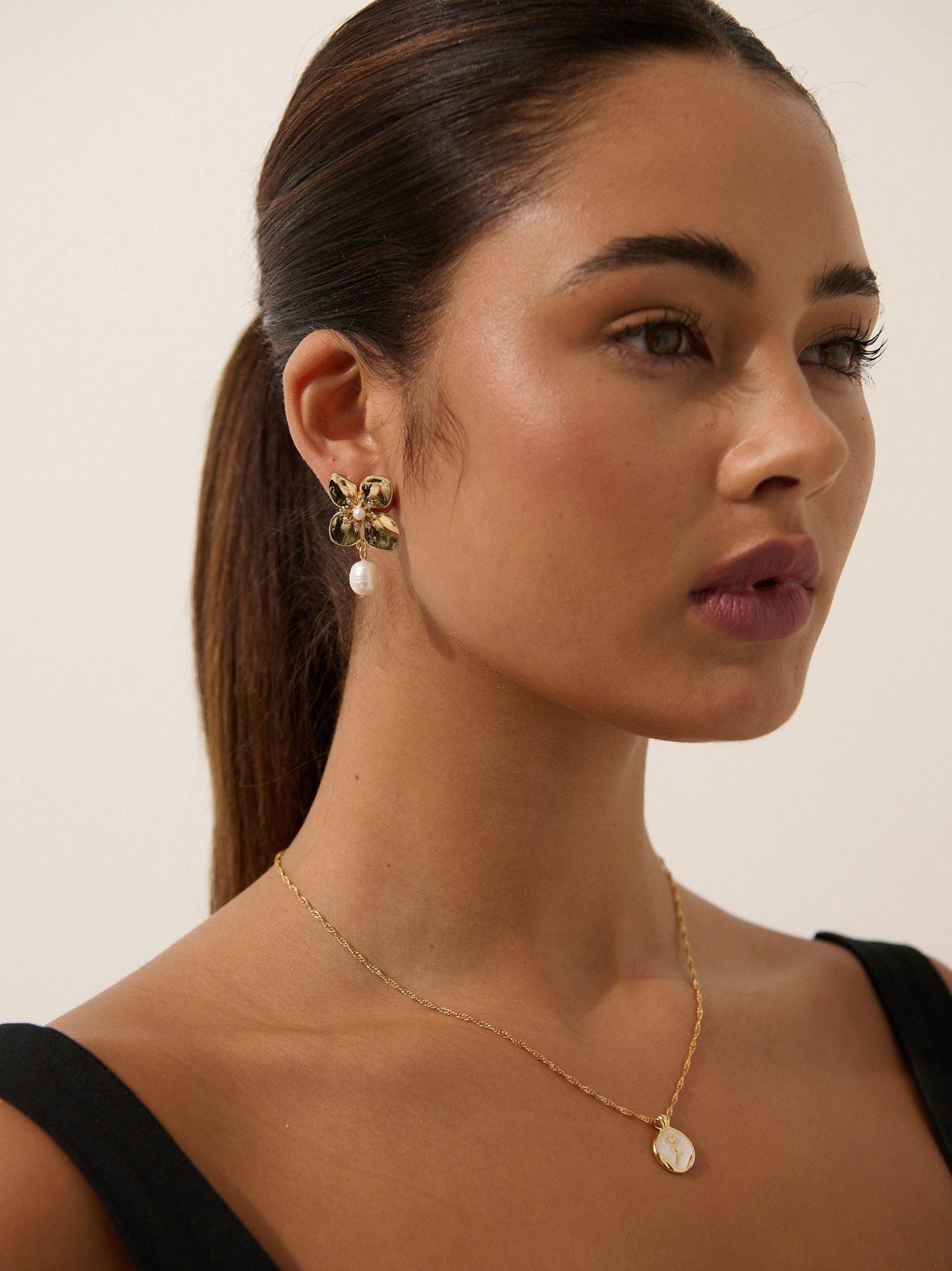 Floral Pearl 18K Gold Plated Earrings