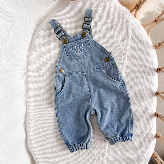 'Little Love Club' Vintage Blue Denim Overalls