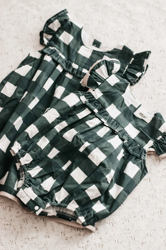 PLAYSUIT/DRESS: GREEN GINGHAM