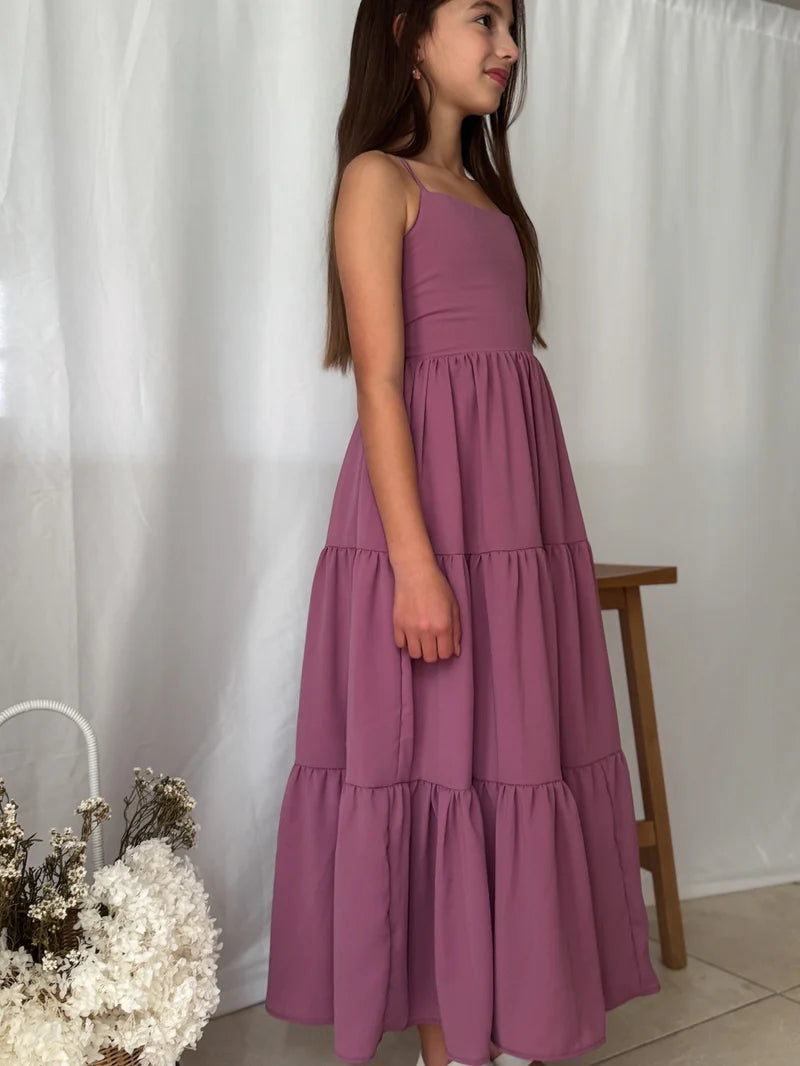 Clara Chiffon Girls Maxi Dress Mauve