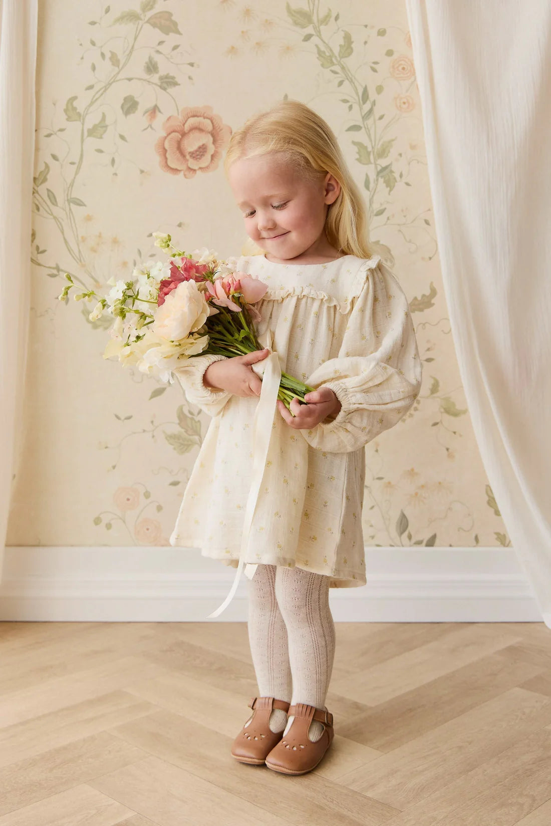 Organic Cotton Muslin Amira Dress - Vintage Ditsy