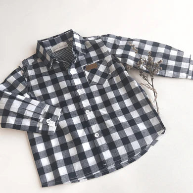 Boys Dress Shirt - Large Navy Check