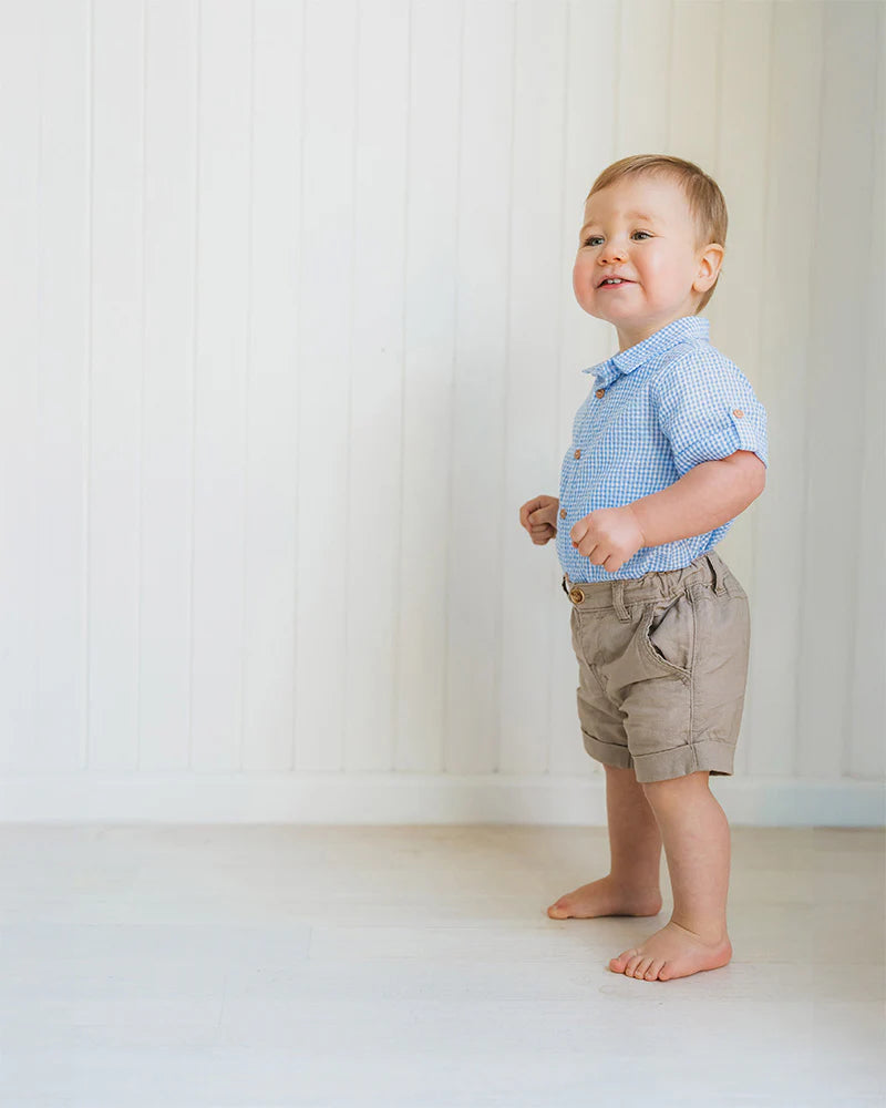 Roman Shirt Bodysuit Blue Check