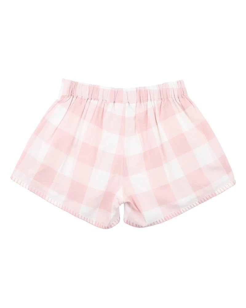 LARA EMBROIDERED CHECK SHORTS 3-7 YRS