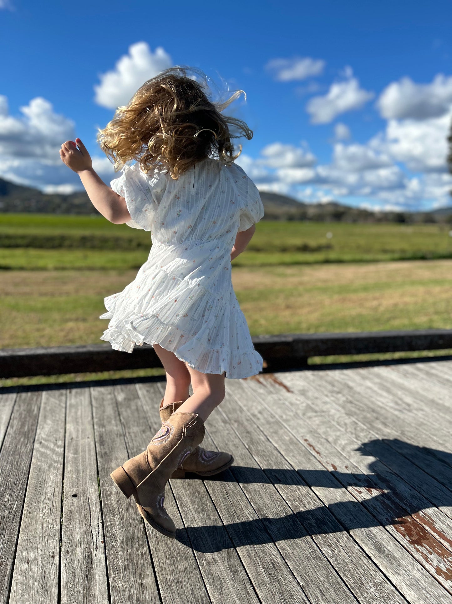 PALM COVE DITSY PRINT TIERED DRESS