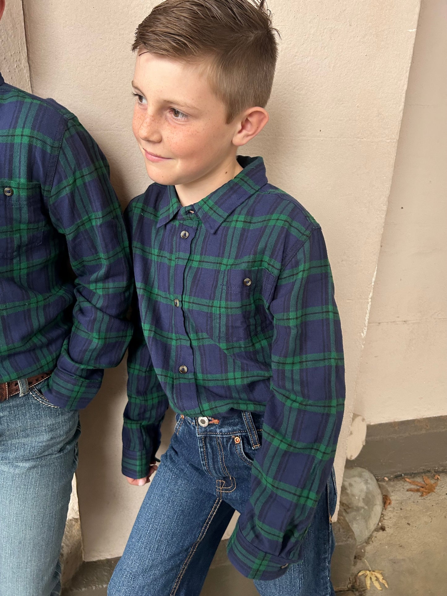 Boys Blackwatch Plaid Button Down Shirt