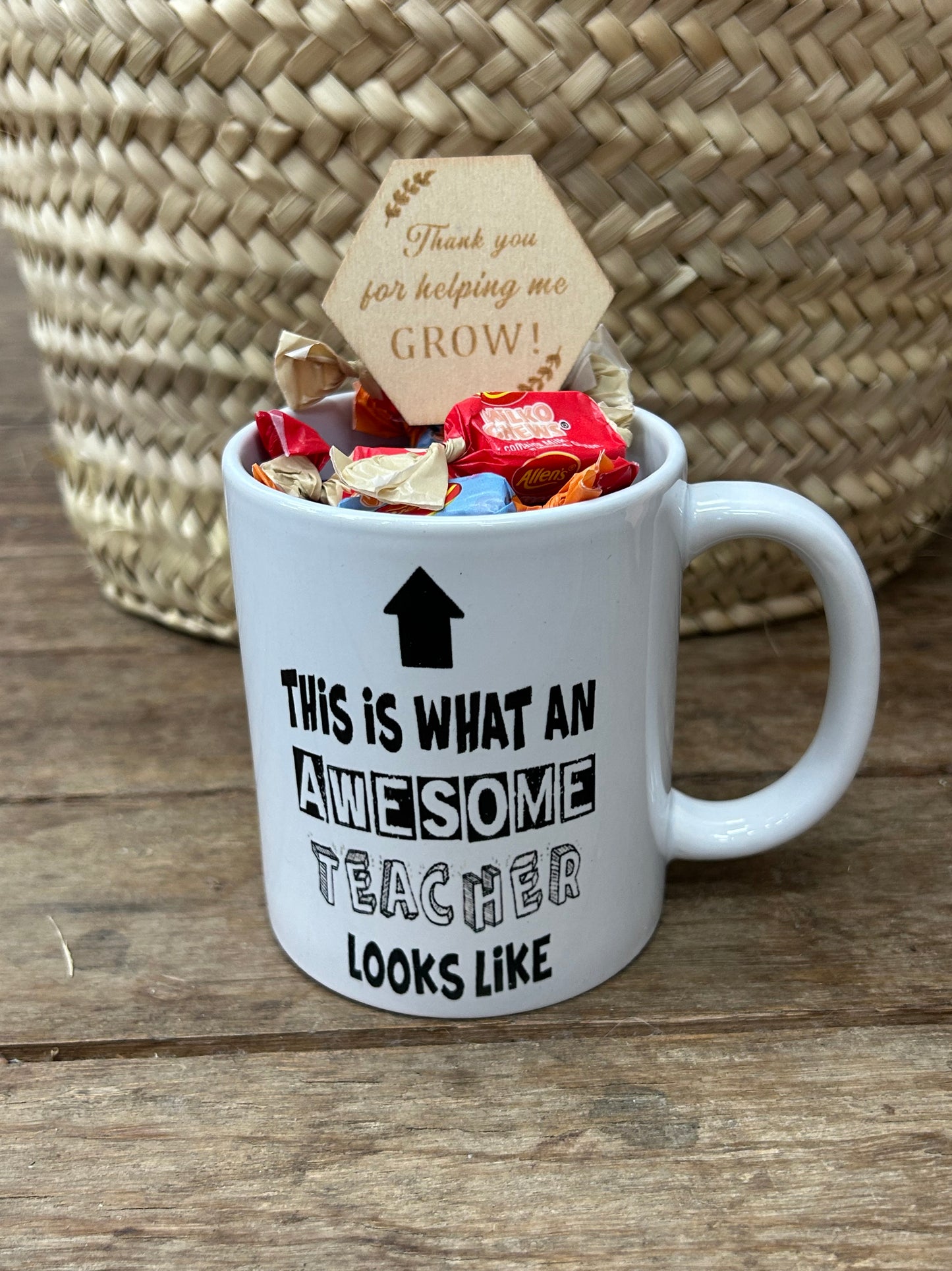 Teacher Mug White Handle with lollies