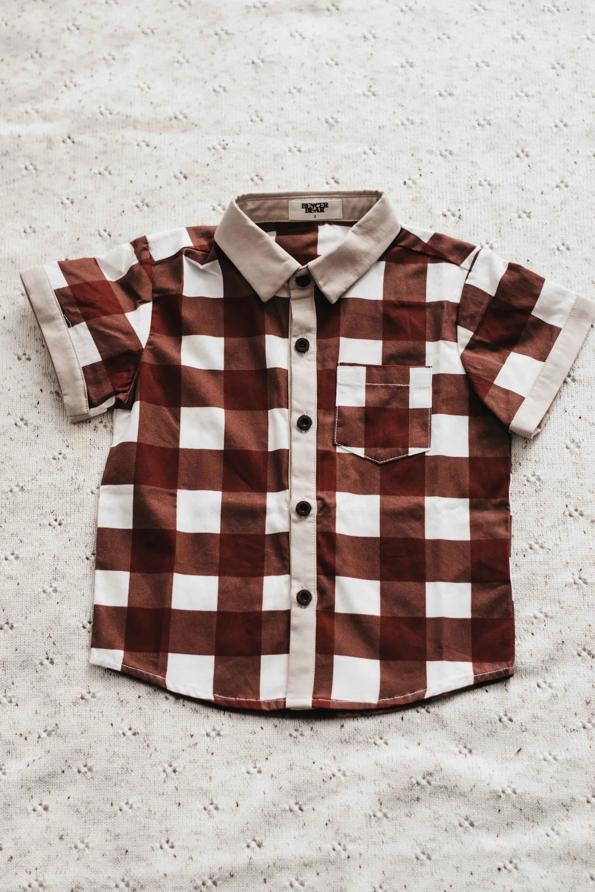 KIDS COLLARED SHIRT: RED GINGHAM