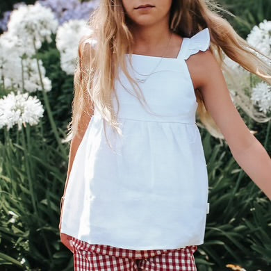 Girls Esme Top - White Linen