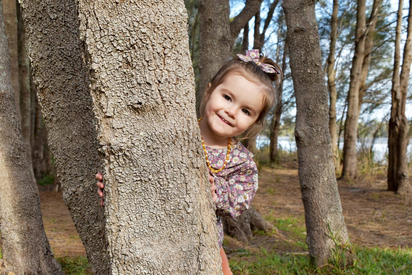 Amber Necklace Cognac & Rose Quartz | Baby 32cm