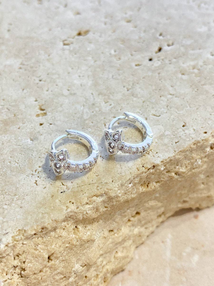 Petit Diamanté Sterling Silver Plated Huggies