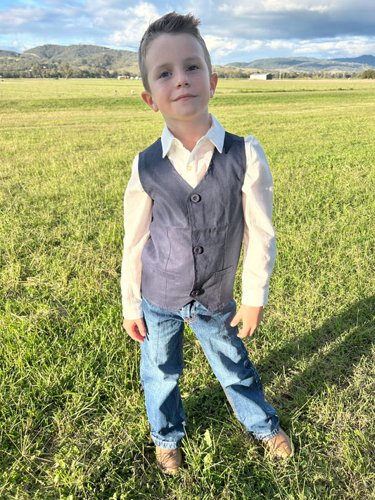 Finley Linen Vest - Navy