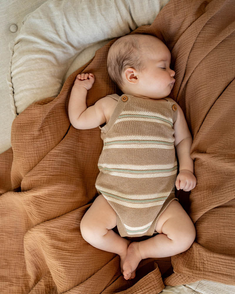 WILDLINGS STRIPE KNITTED ROMPER