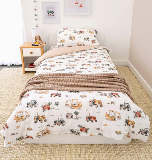 Diggers & Tractors Organic Cotton Quilt Cover