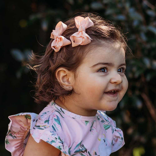 Peach Piggy Tail Hair Clips - Pair