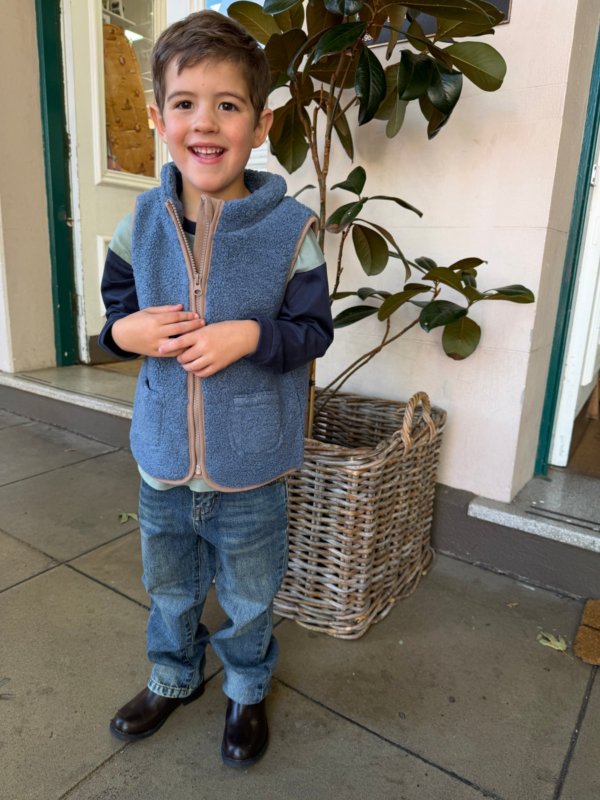 BLUE TEDDY FLEECE VEST 3-5 YRS