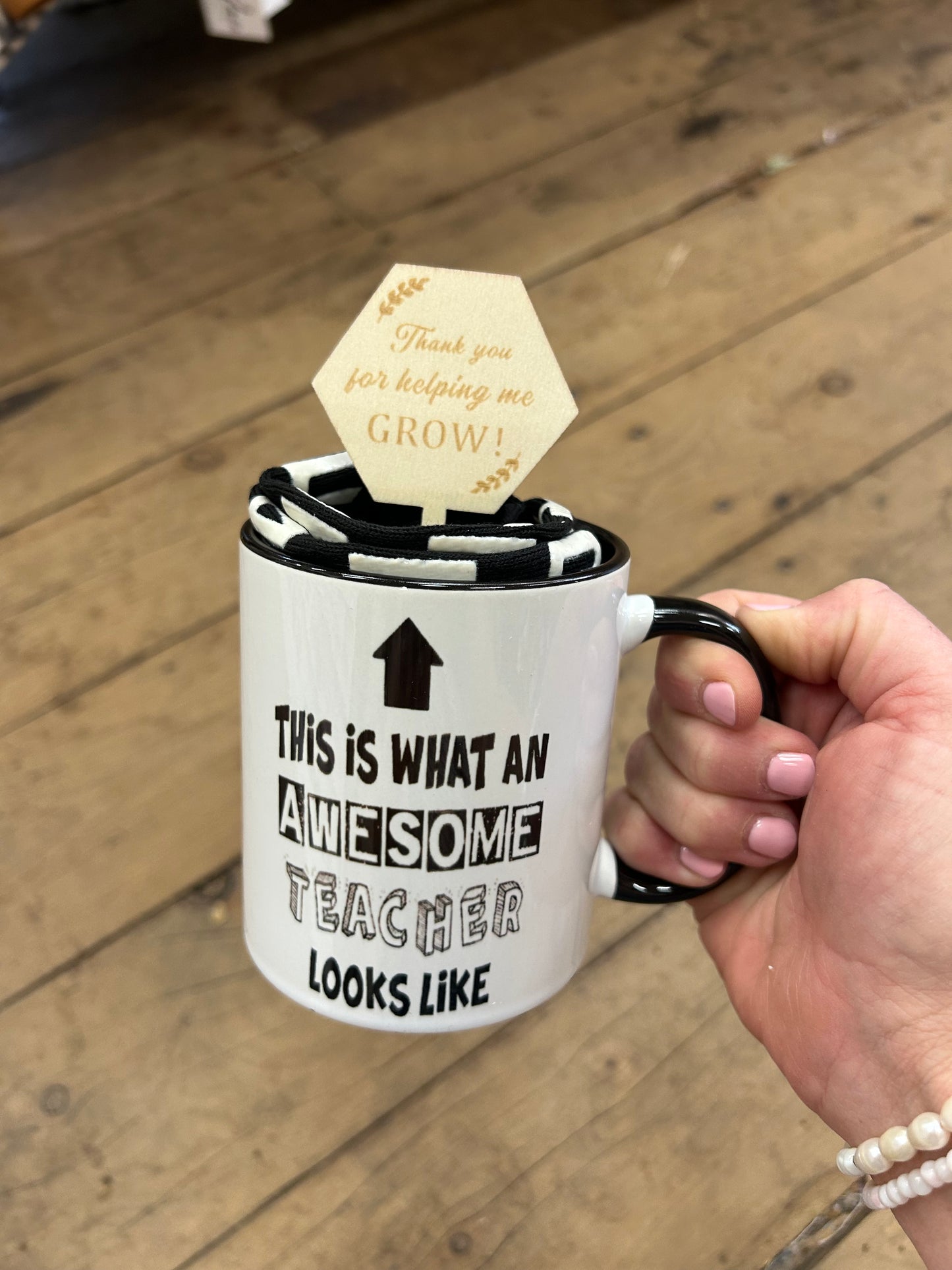 Teacher Mug Black Handle with Off Duty Socks