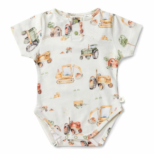 Diggers & Tractors Short Sleeve Organic Bodysuit