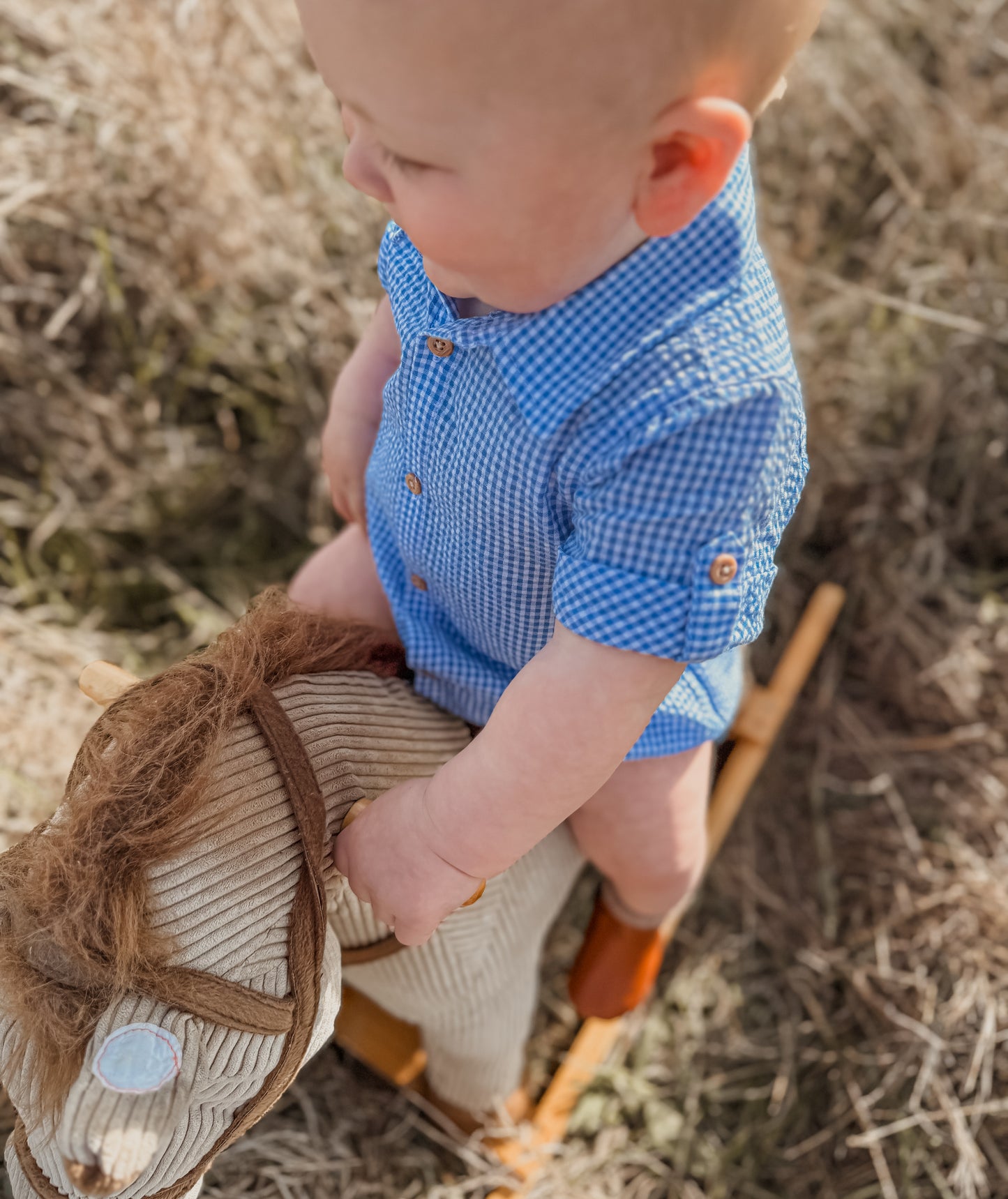 Roman Shirt Bodysuit Blue Check