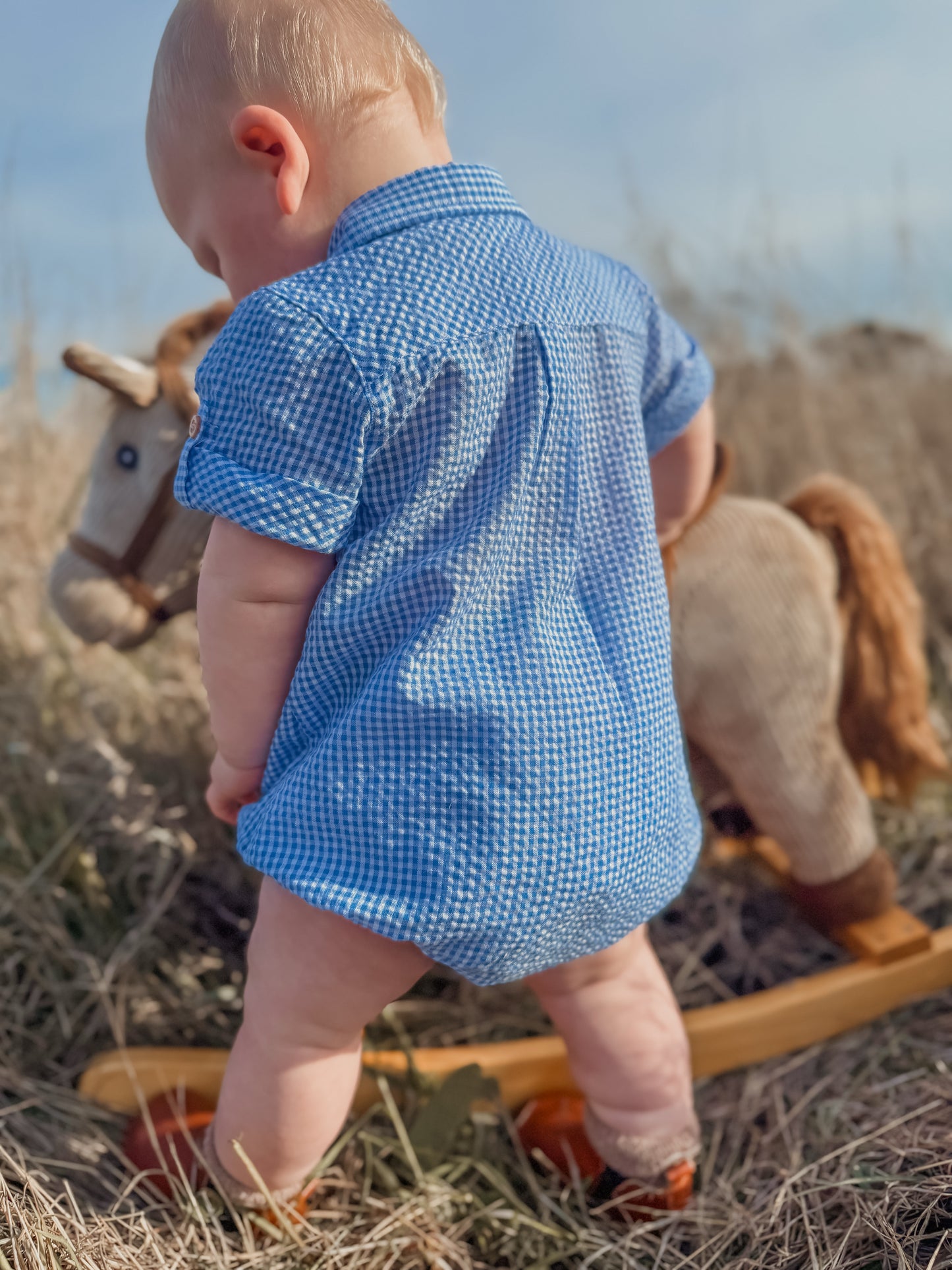 Roman Shirt Bodysuit Blue Check