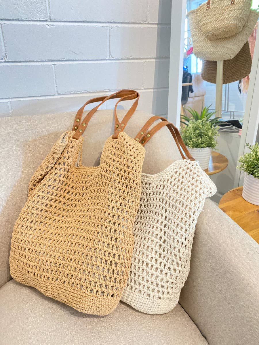 Cotton Crochet Summer Beach Bag(2col)