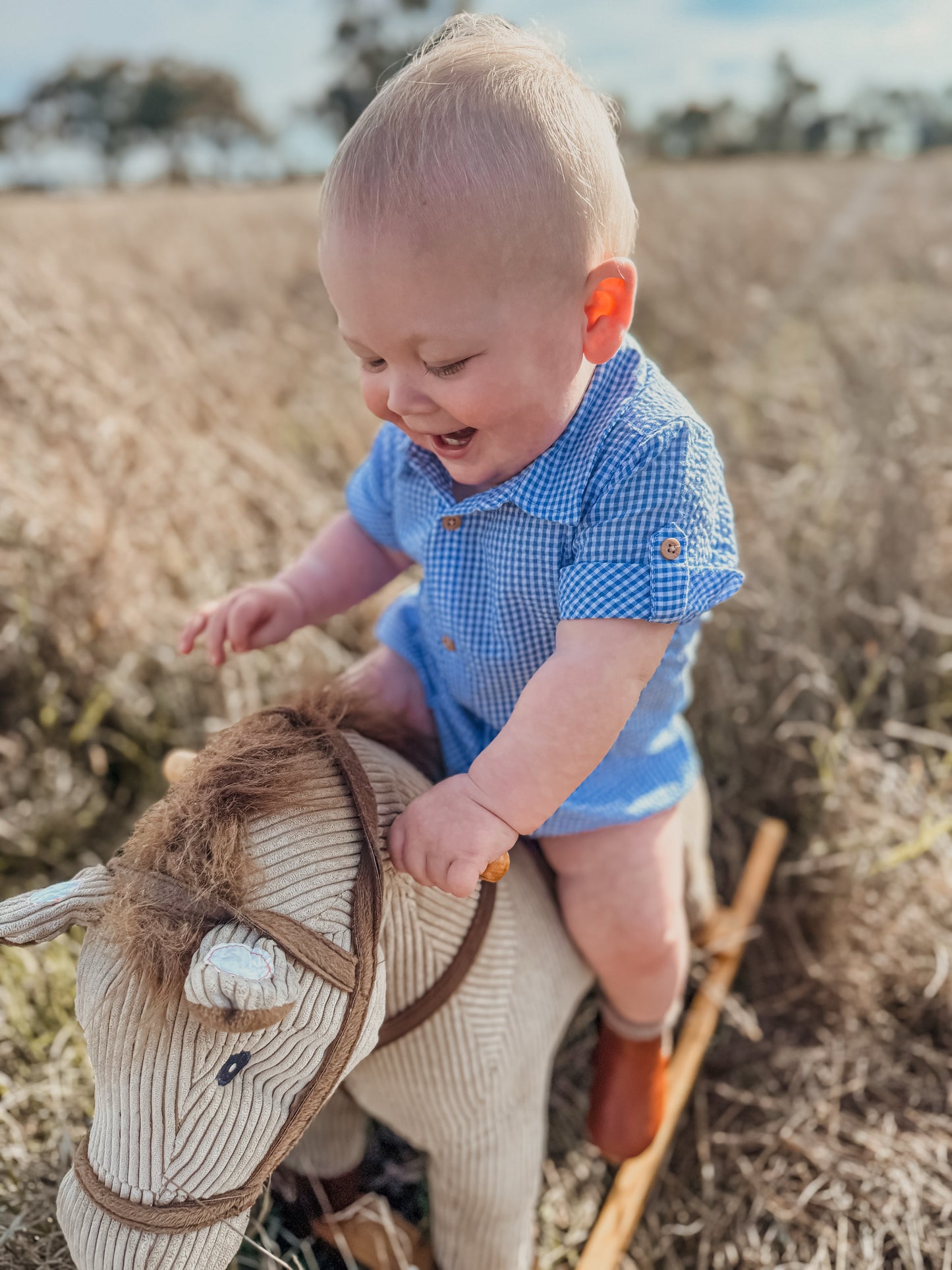 Roman Shirt Bodysuit Blue Check