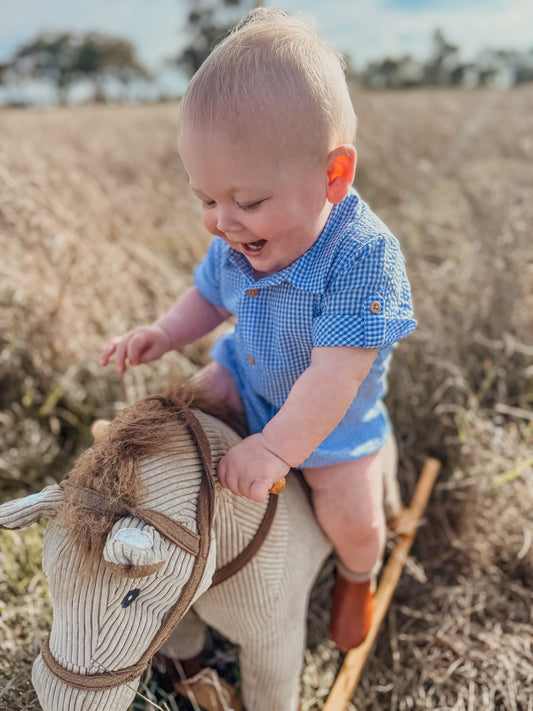 Roman Shirt Bodysuit Blue Check