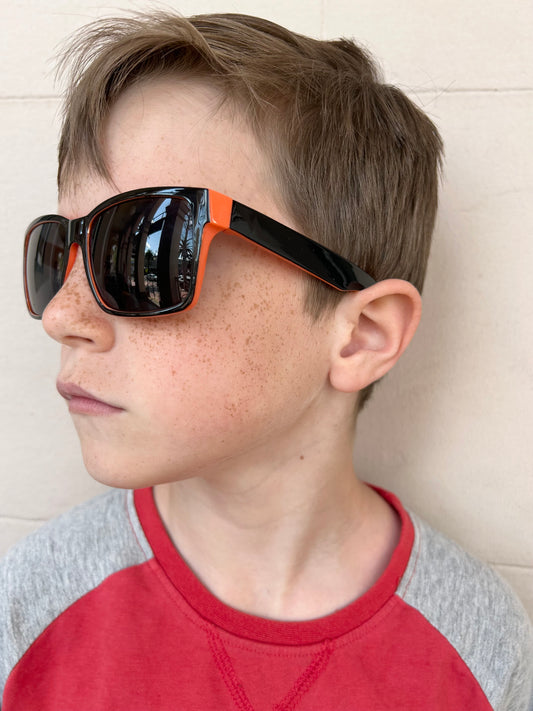 Kids Black & Orange Sunnies