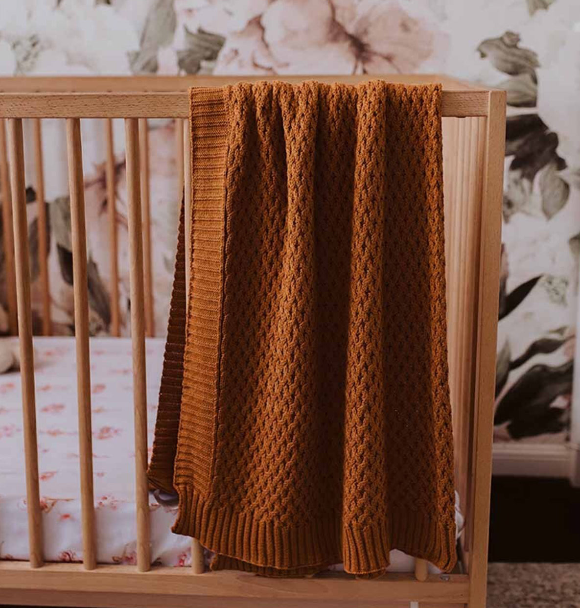 Bronze Diamond Knit Organic Baby Blanket