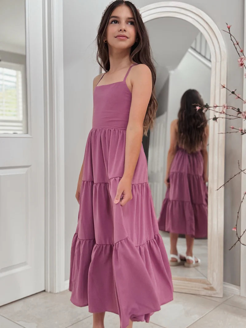 Clara Chiffon Girls Maxi Dress Mauve