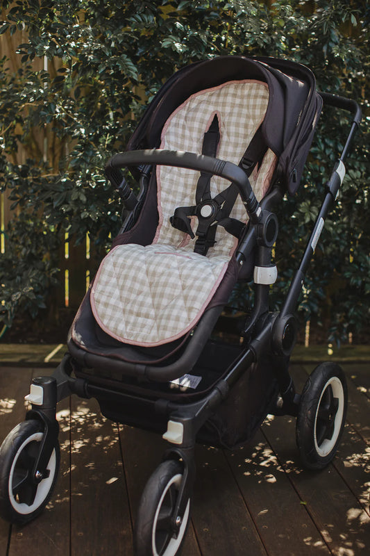 DUSTY ROSE - PRAM LINER WITH MATCHING SHOULDER STRAPS