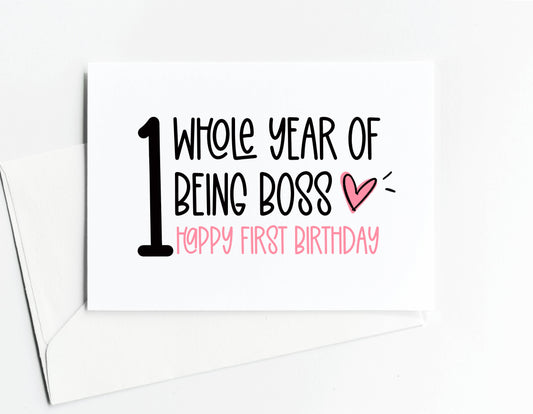 Funny Girl First Birthday Card for Baby Turning One Year