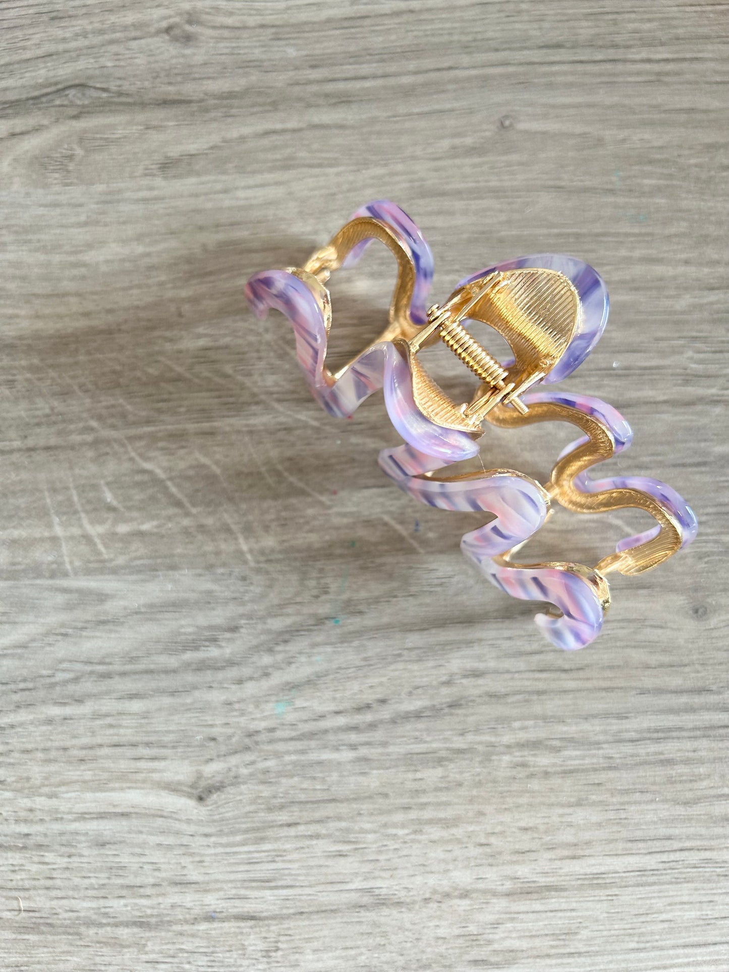 Gold & Mauve Marbled Fancy Claw Clip