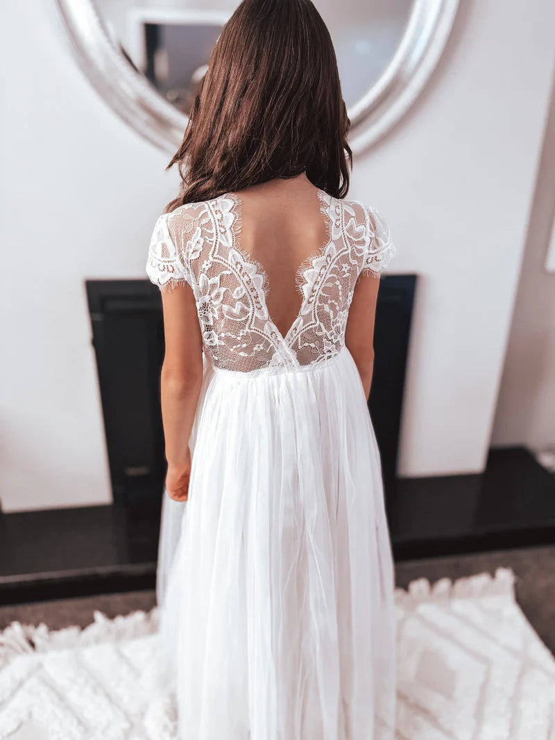 Celeste Girls White Flower Girl/Communion Dress